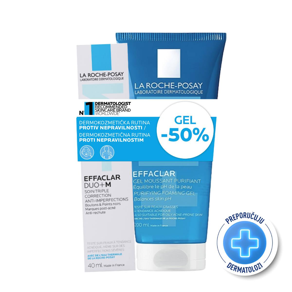 La Roche Posay Effaclar Duo + M Korektivna njega 40ml + Effaclar Gel za čišćenje masne kože sklone aknama 200ml null